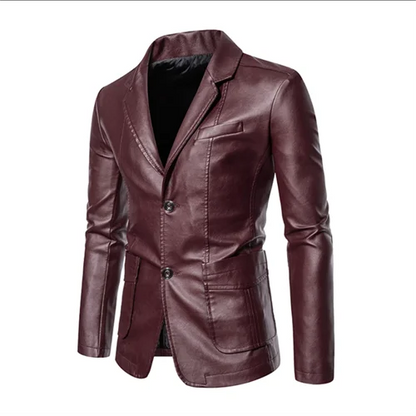 Mens Casual Leather Jacket - 2024 Fashion Slim Fit Coat 5XL BlackKahki - ZOOMNSTORE
