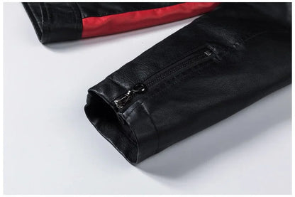 Mens Leather Motorcycle Jacket - Fashionable Casual Vintage Spring Autumn Wear - ZOOMNSTORE