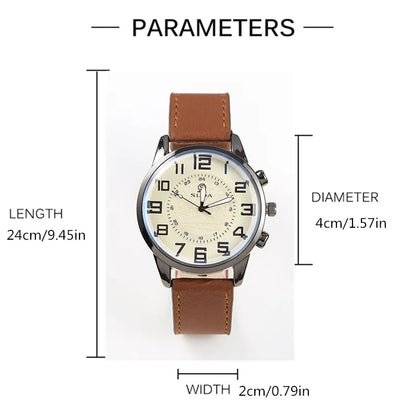 Men Leather Quartz Watch - Luxury Business Wristwatch With Round Dial & Pin Buckle Strap - ZOOMNSTORE