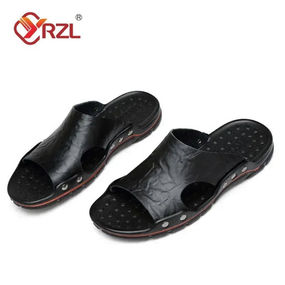 Mens PU Leather Sandals - Lightweight EVA Summer Slippers - ZOOMNSTORE