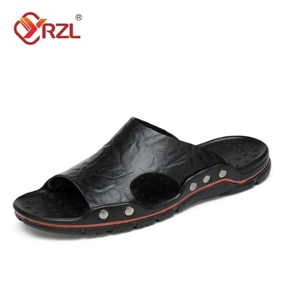 Mens PU Leather Sandals - Lightweight EVA Summer Slippers - ZOOMNSTORE
