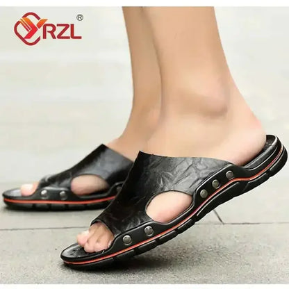 Mens PU Leather Sandals - Lightweight EVA Summer Slippers - ZOOMNSTORE