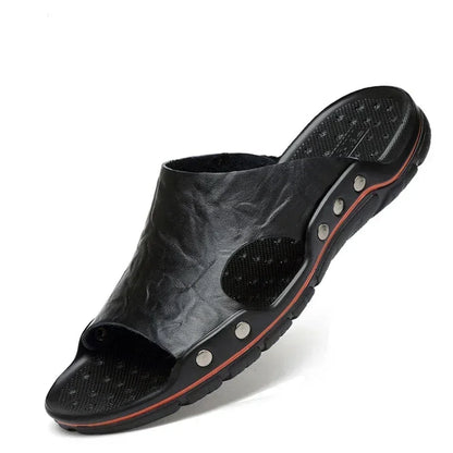 Mens PU Leather Sandals - Lightweight EVA Summer Slippers - ZOOMNSTORE
