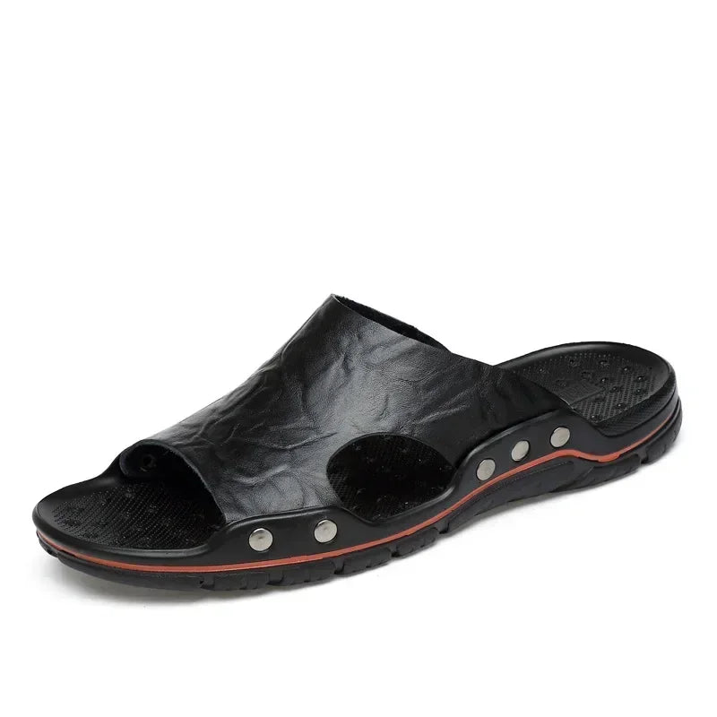 Mens PU Leather Sandals - Lightweight EVA Summer Slippers - ZOOMNSTORE