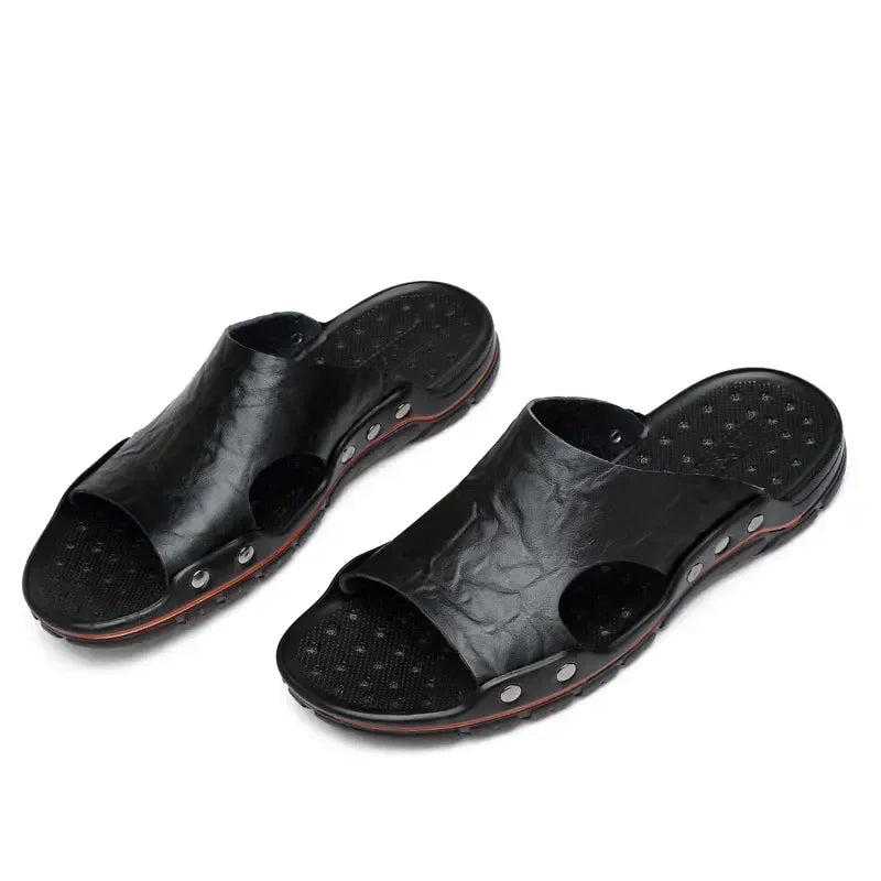 Mens PU Leather Sandals - Lightweight EVA Summer Slippers - ZOOMNSTORE