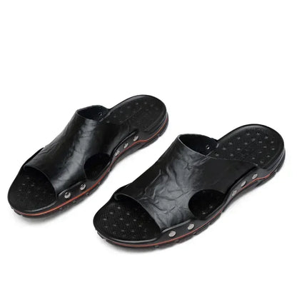 Mens PU Leather Sandals - Lightweight EVA Summer Slippers - ZOOMNSTORE
