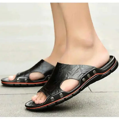 Mens PU Leather Sandals - Lightweight EVA Summer Slippers - ZOOMNSTORE