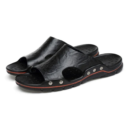 Mens PU Leather Sandals - Lightweight EVA Summer Slippers - ZOOMNSTORE