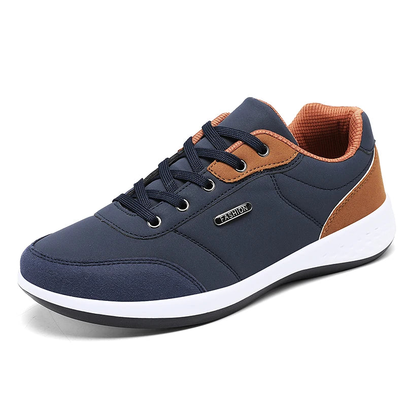 Mens Breathable Leather Sneakers - Trendy Non-Slip Sport Shoes - ZOOMNSTORE