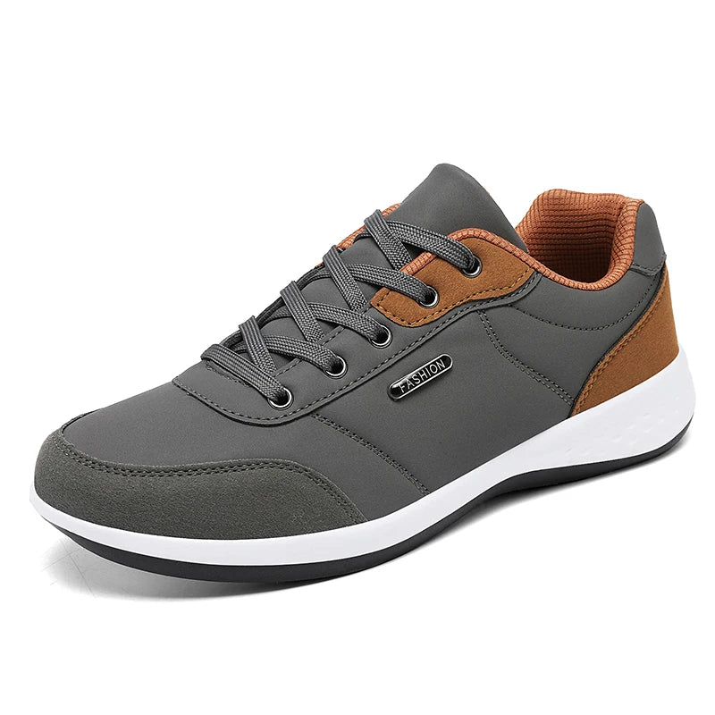 Mens Breathable Leather Sneakers - Trendy Non-Slip Sport Shoes - ZOOMNSTORE
