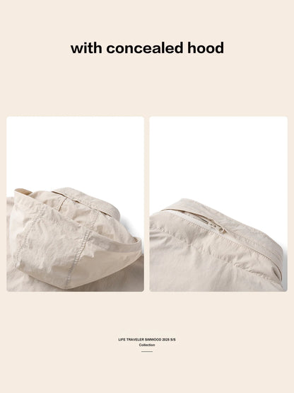 Mens Lightweight Oversize Hooded Jacket - Thin Outdoor Wrinkle-Resistant Fabric - ZOOMNSTORE