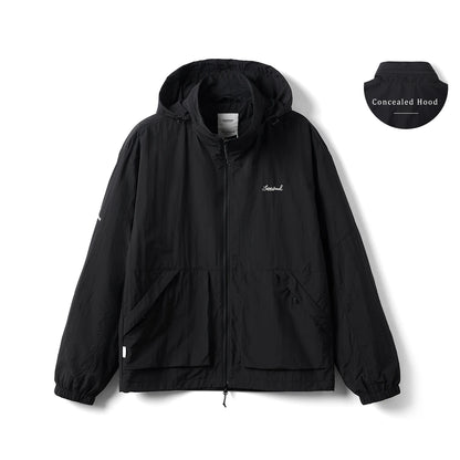 Mens Lightweight Oversize Hooded Jacket - Thin Outdoor Wrinkle-Resistant Fabric - ZOOMNSTORE