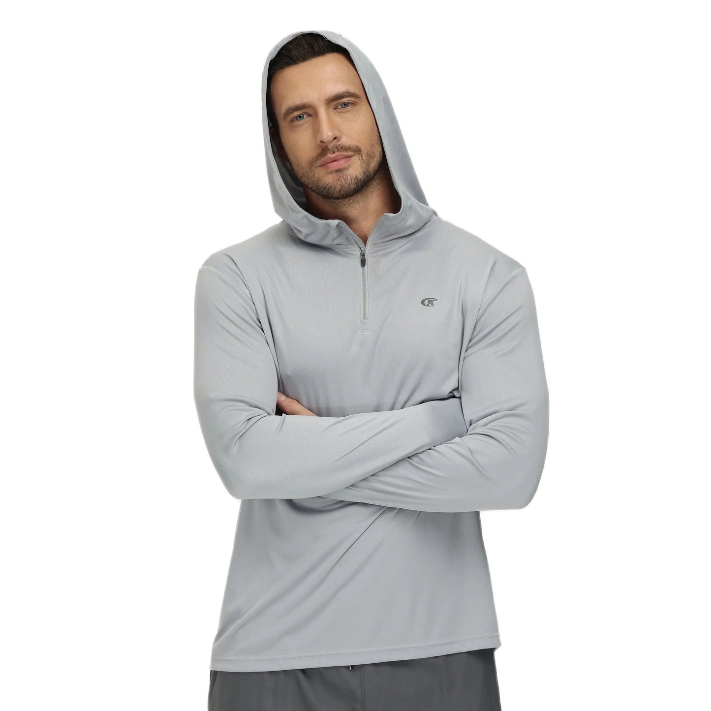 Men Long Sleeve Shirt UPF 50+ Rash Guard Swim Shirt Athletic Fishing Hiking Workout Cooling Tee Quick Dry Shirts with Zip - ZOOMNSTORE