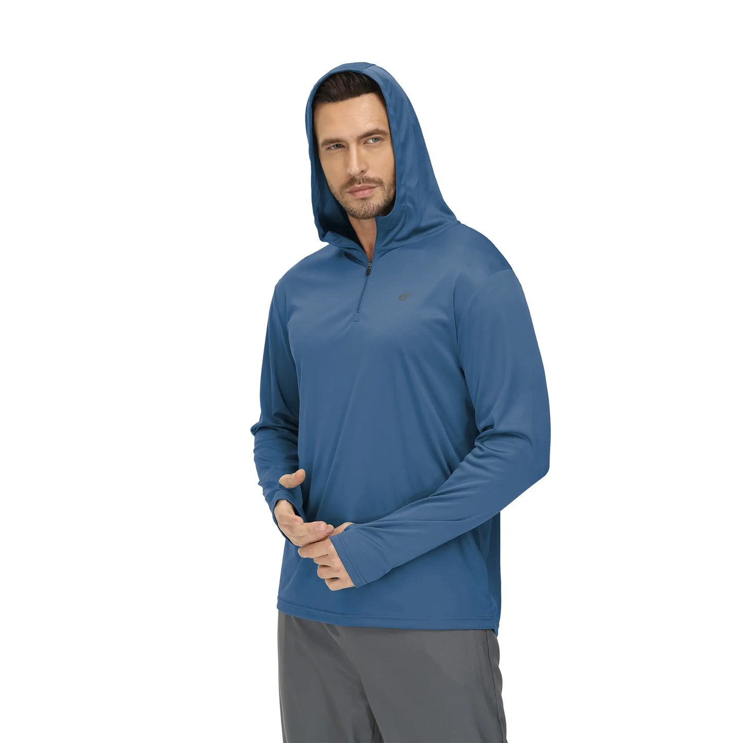 Men Long Sleeve Shirt UPF 50+ Rash Guard Swim Shirt Athletic Fishing Hiking Workout Cooling Tee Quick Dry Shirts with Zip - ZOOMNSTORE