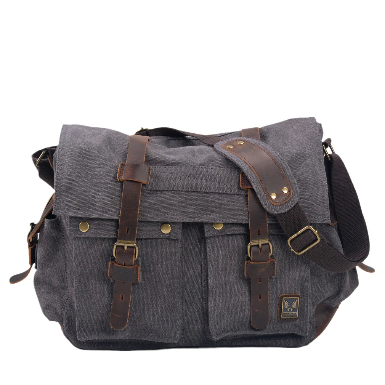 Mens Canvas Leather Messenger Bag - Large Satchel Shoulder Briefcase for Travel and Laptops - ZOOMNSTORE