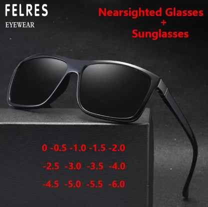 Men Myopia Glasses Square Frame - Prescription Sunglasses With UV Protection - ZOOMNSTORE