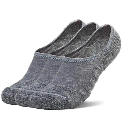 Men No Show Socks - 5 Pairs Low Cut Boat Socks With Silicone Grip & Breathable Towel Bottom - ZOOMNSTORE