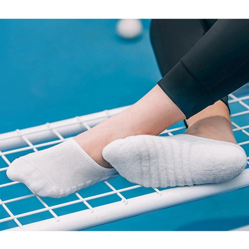 Men No Show Socks - 5 Pairs Low Cut Boat Socks With Silicone Grip & Breathable Towel Bottom - ZOOMNSTORE