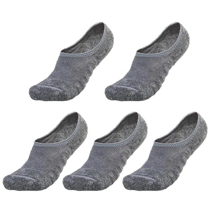 Men No Show Socks - 5 Pairs Low Cut Boat Socks With Silicone Grip & Breathable Towel Bottom - ZOOMNSTORE