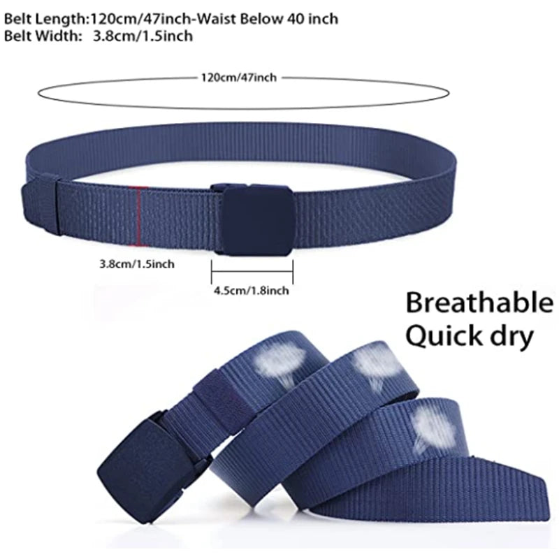 Men Nylon Tactical Belt – Adjustable Waist Strap With Plastic Buckle For Outdoor Travel - ZOOMNSTORE