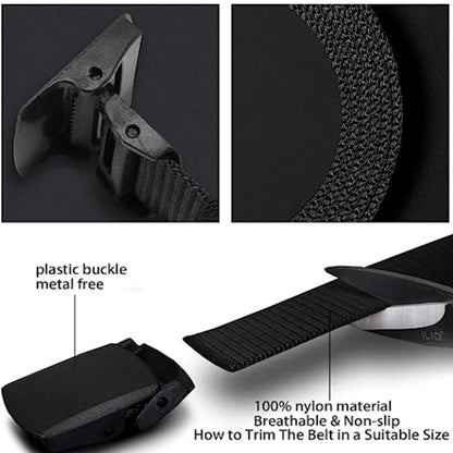 Men Nylon Tactical Belt – Adjustable Waist Strap With Plastic Buckle For Outdoor Travel - ZOOMNSTORE