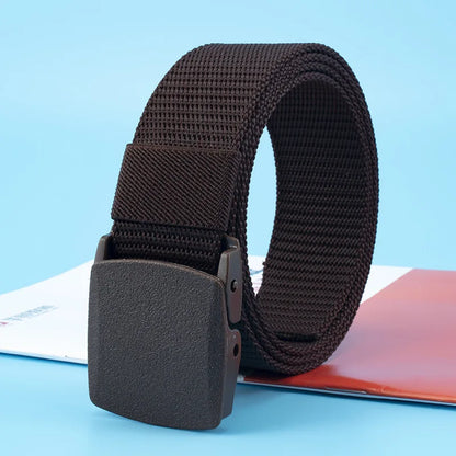 Men Nylon Tactical Belt – Adjustable Waist Strap With Plastic Buckle For Outdoor Travel - ZOOMNSTORE