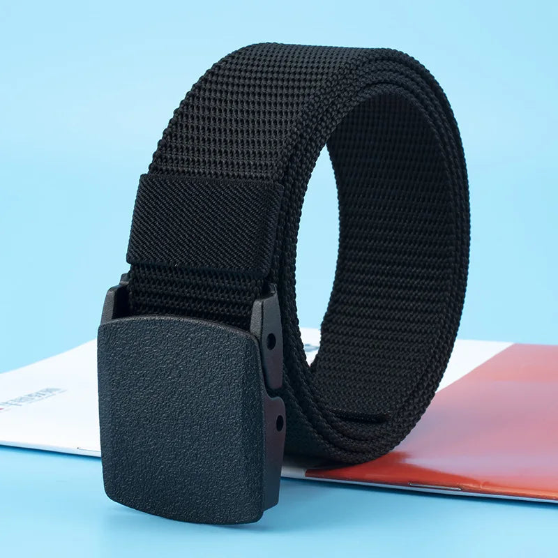 Men Nylon Tactical Belt – Adjustable Waist Strap With Plastic Buckle For Outdoor Travel - ZOOMNSTORE