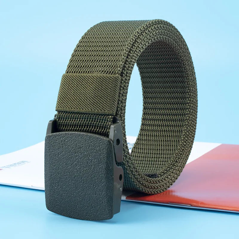 Men Nylon Tactical Belt – Adjustable Waist Strap With Plastic Buckle For Outdoor Travel - ZOOMNSTORE