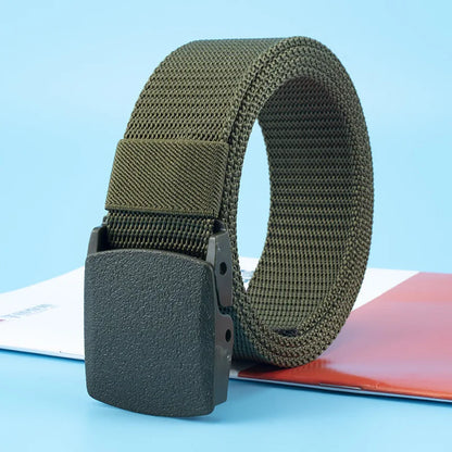 Men Nylon Tactical Belt – Adjustable Waist Strap With Plastic Buckle For Outdoor Travel - ZOOMNSTORE