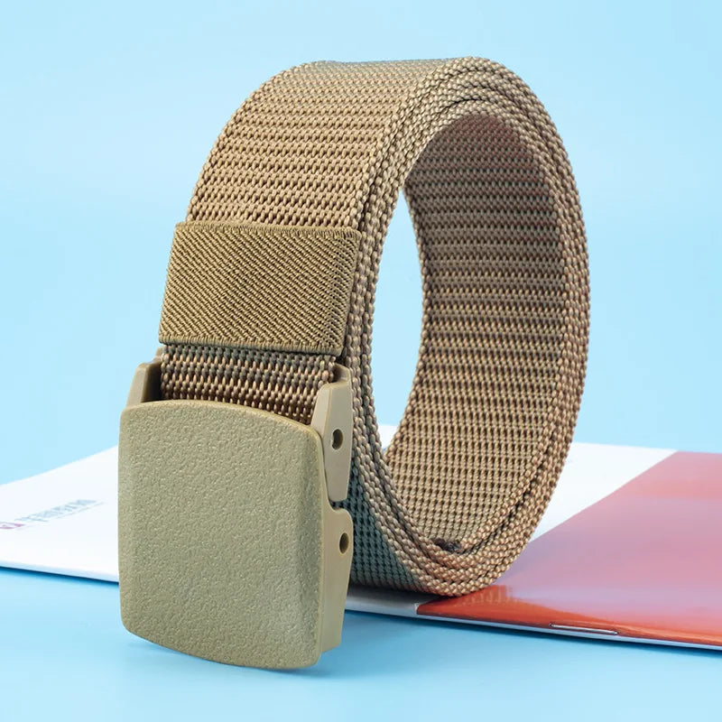 Men Nylon Tactical Belt – Adjustable Waist Strap With Plastic Buckle For Outdoor Travel - ZOOMNSTORE