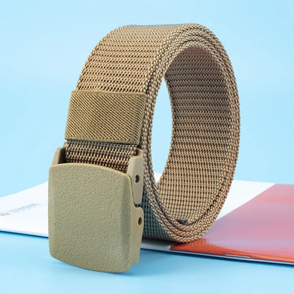 Men Nylon Tactical Belt – Adjustable Waist Strap With Plastic Buckle For Outdoor Travel - ZOOMNSTORE