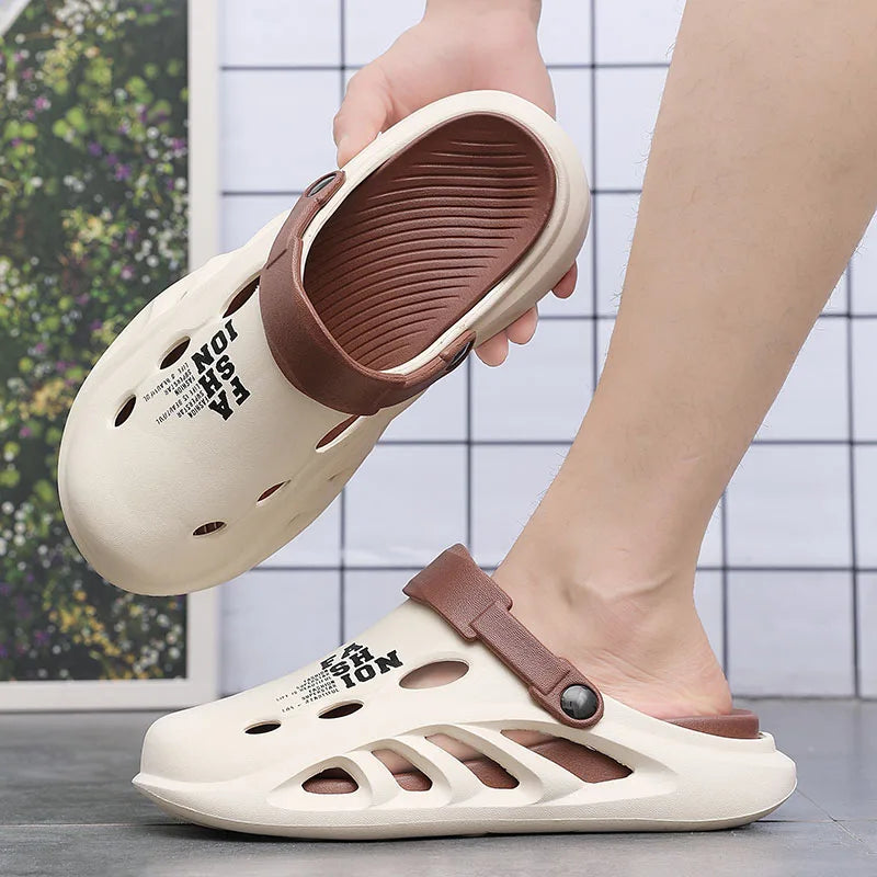 Men Outdoor Sandals - Comfortable Slip-On Beach Slippers with Thick Soft Sole - ZOOMNSTORE