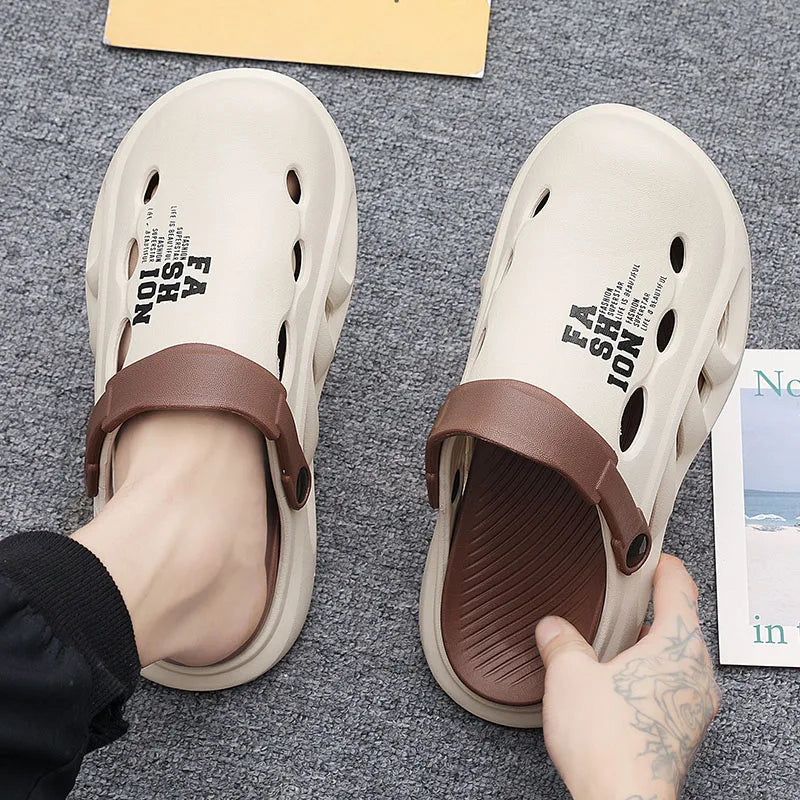 Men Outdoor Sandals - Comfortable Slip-On Beach Slippers with Thick Soft Sole - ZOOMNSTORE