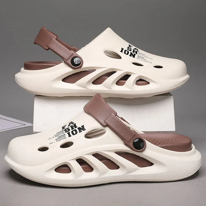 Men Outdoor Sandals - Comfortable Slip-On Beach Slippers with Thick Soft Sole - ZOOMNSTORE