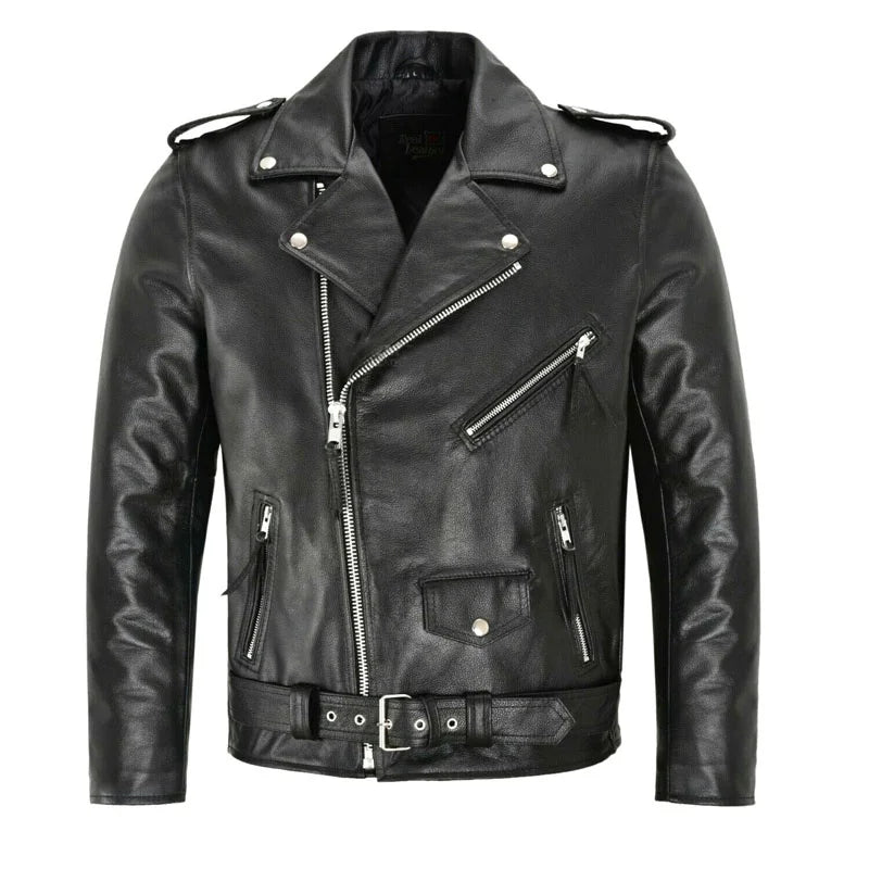 Mens Slim Fit PU Leather Motorcycle Jacket - Fashionable Leather Coat - ZOOMNSTORE