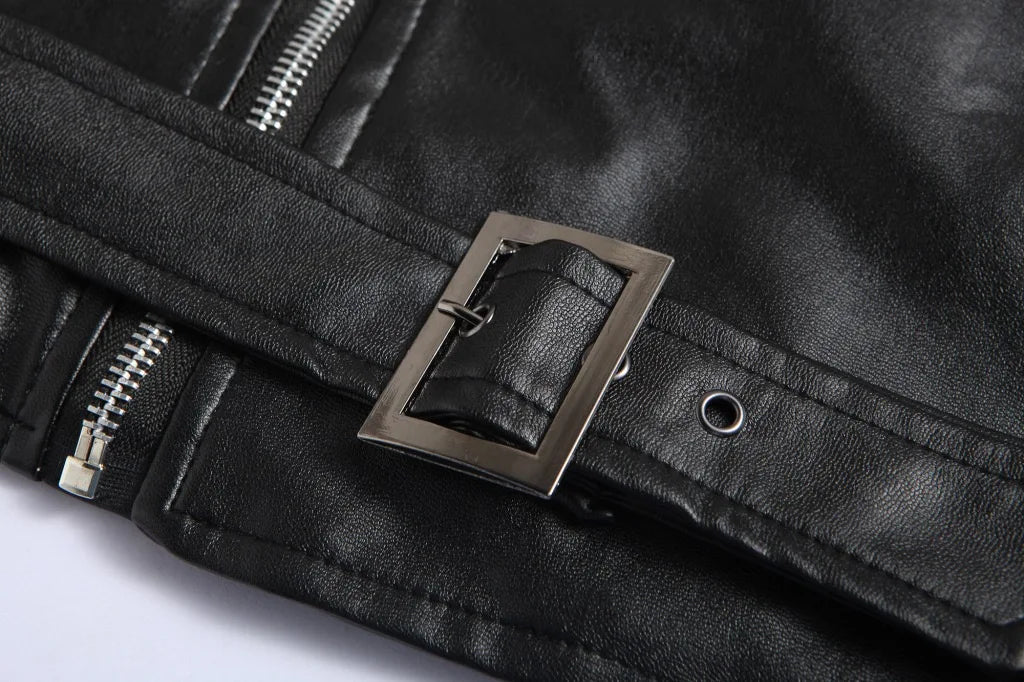 Mens Slim Fit PU Leather Motorcycle Jacket - Fashionable Leather Coat - ZOOMNSTORE