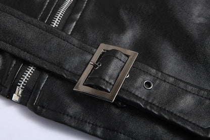 Mens Slim Fit PU Leather Motorcycle Jacket - Fashionable Leather Coat - ZOOMNSTORE