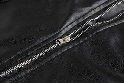 Mens Slim Fit PU Leather Motorcycle Jacket - Fashionable Leather Coat - ZOOMNSTORE