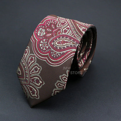 Mens Paisley Necktie - Grey Brown Green Wedding  Business Tie - ZOOMNSTORE