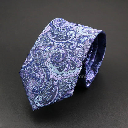 Mens Paisley Necktie - Grey Brown Green Wedding  Business Tie - ZOOMNSTORE