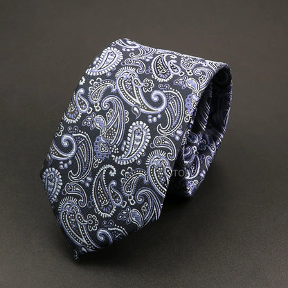 Mens Paisley Necktie - Grey Brown Green Wedding  Business Tie - ZOOMNSTORE