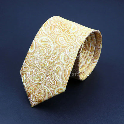 Mens Paisley Necktie - Grey Brown Green Wedding  Business Tie - ZOOMNSTORE