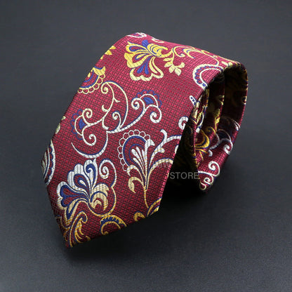 Mens Paisley Necktie - Grey Brown Green Wedding  Business Tie - ZOOMNSTORE