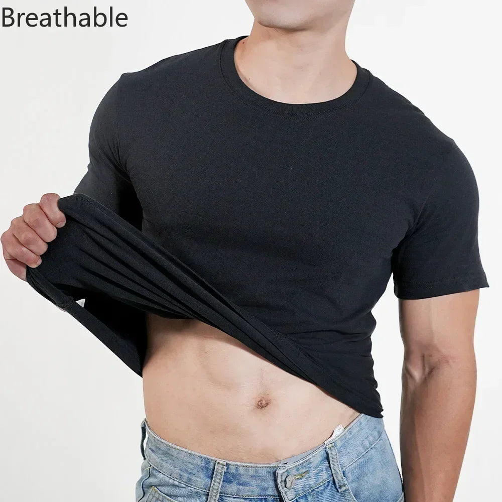 Mens Quick Dry Polyester Fitness Tee - Short Sleeve Oversized Gym Shirt - ZOOMNSTORE