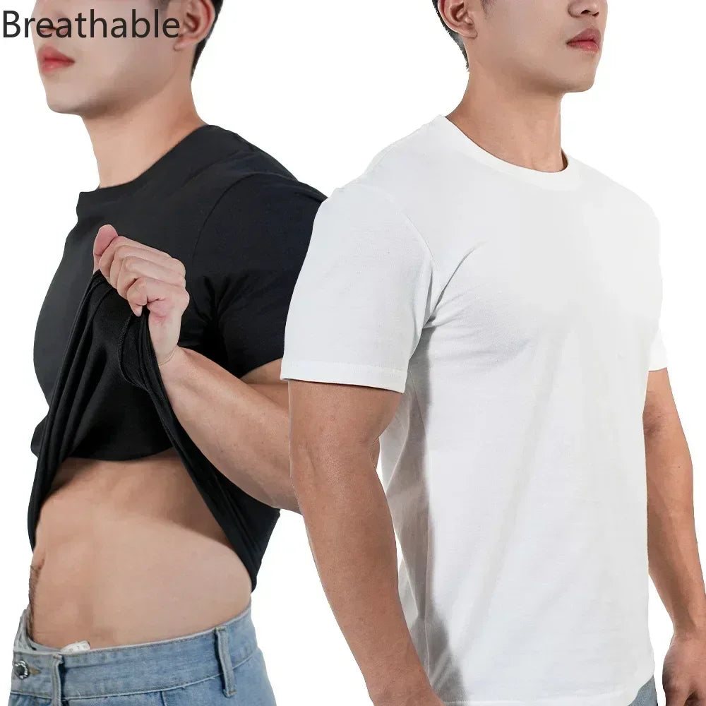 Mens Quick Dry Polyester Fitness Tee - Short Sleeve Oversized Gym Shirt - ZOOMNSTORE