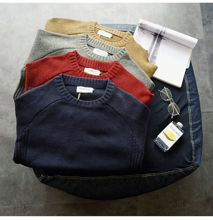 2025 New Men Pullover Sweater Autumn Fashion Casual Loose Thick O Neck Wool Knitted Oversize Harajuku Streetwear Knitwear M-5Xl - ZOOMNSTORE