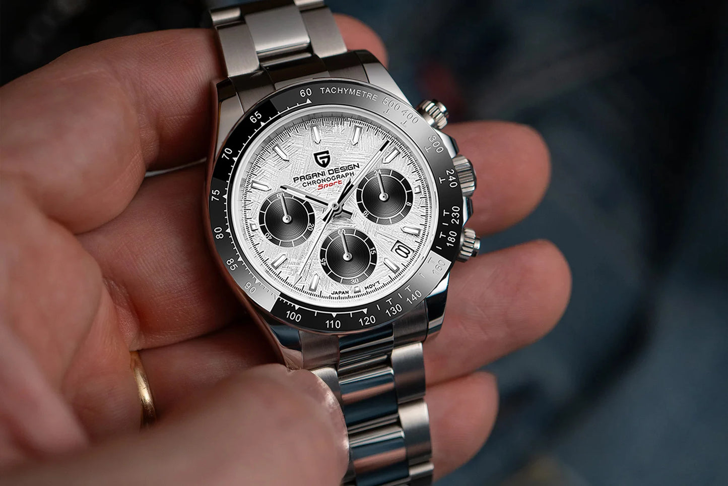 Men Quartz Wristwatch - PAGANI DESIGN PD-1644 Meteorite Dial Dress Watch | Sapphire Glass, Chronograph - ZOOMNSTORE