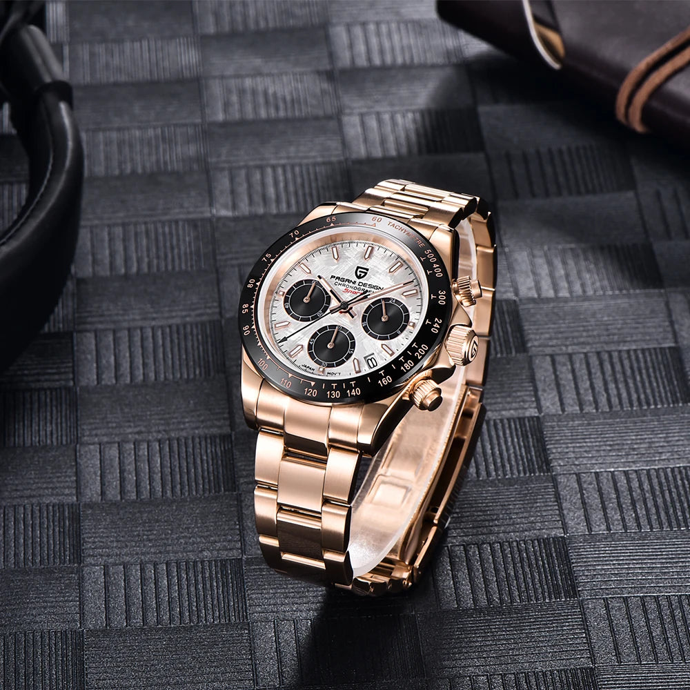Men Quartz Wristwatch - PAGANI DESIGN PD-1644 Meteorite Dial Dress Watch | Sapphire Glass, Chronograph - ZOOMNSTORE