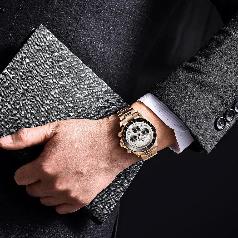 Men Quartz Wristwatch - PAGANI DESIGN PD-1644 Meteorite Dial Dress Watch | Sapphire Glass, Chronograph - ZOOMNSTORE