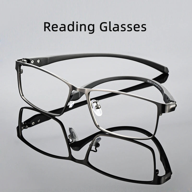 Men Reading Glasses - Titanium Frame Blue Light Glasses with Anti-Reflective Coating - ZOOMNSTORE